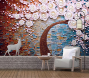 3D Stereoscopic Relief Floral Pearl Elk Wall Wall Mural Wallpaper YXL 551- Jess Art Decoration