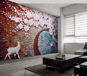 3D Stereoscopic Relief Floral Pearl Elk Wall Wall Mural Wallpaper YXL 551- Jess Art Decoration