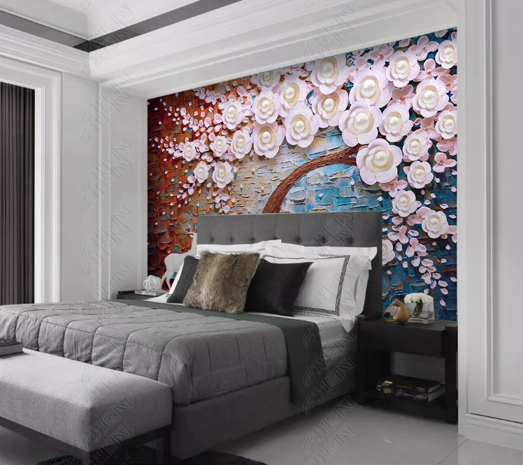3D Stereoscopic Relief Floral Pearl Elk Wall Wall Mural Wallpaper YXL 551- Jess Art Decoration