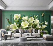 3D Flowers Lily Butterfly Wall Wall Mural Wallpaper YXL 552- Jess Art Decoration