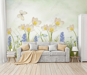 3D Freehand Sketching Flowers Frog Butterfly Wall Mural Wallpaper YXL 557- Jess Art Decoration