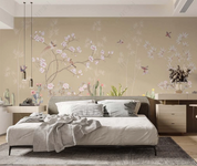 3D Freehand Sketching Tree Bird Floral Cactus Wall Mural Wallpaper YXL 565- Jess Art Decoration
