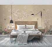 3D Freehand Sketching Tree Bird Floral Cactus Wall Mural Wallpaper YXL 565- Jess Art Decoration