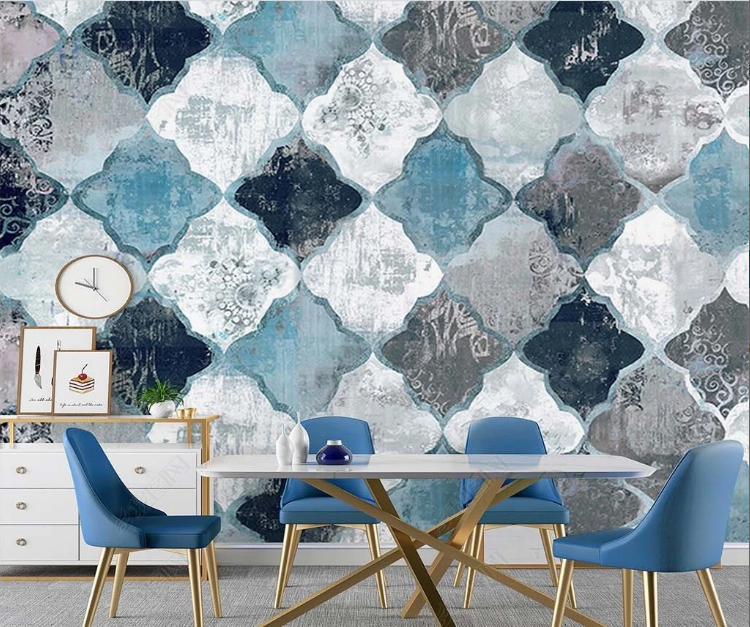 3D Retro Geometric Rhombus Square Wall Mural Wallpaper YXL 568- Jess Art Decoration
