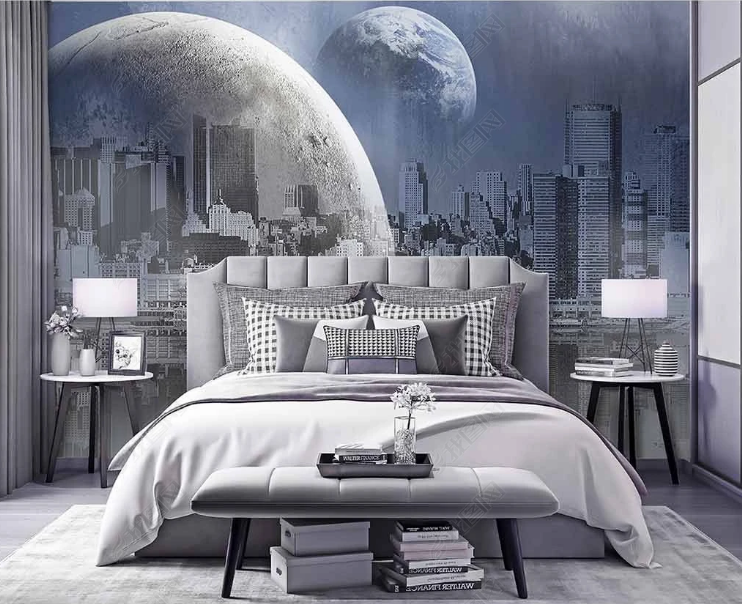 3D Urban Architecture The Earth Gray Wall Mural Wallpaper YXL 583- Jess Art Decoration