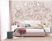 3D Animal Flamingo Tree Floral Wall Mural Wallpaper YXL 589- Jess Art Decoration