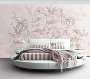 3D Animal Flamingo Tree Floral Wall Mural Wallpaper YXL 589- Jess Art Decoration