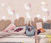 3D Animal Rabbit Hydrogen Balloon Star Wall Mural Wallpaper YXL 617- Jess Art Decoration