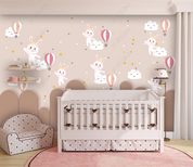 3D Animal Rabbit Hydrogen Balloon Star Wall Mural Wallpaper YXL 617- Jess Art Decoration