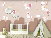 3D Animal Rabbit Hydrogen Balloon Star Wall Mural Wallpaper YXL 617- Jess Art Decoration