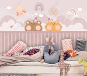 3D Cartoon Little Bear Cat Cloud Wall Mural Wallpaper YXL 618- Jess Art Decoration