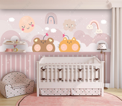 3D Cartoon Little Bear Cat Cloud Wall Mural Wallpaper YXL 618- Jess Art Decoration