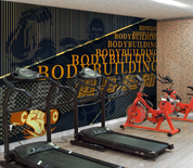 3D Fitness Room Letter Treadmill Fitness Bike Wall Mural Wallpaper YXL 630- Jess Art Decoration