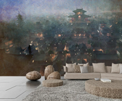 3D Oil painting Urban Architecture House Lamplight Wall Mural Wallpaper YXL 632- Jess Art Decoration