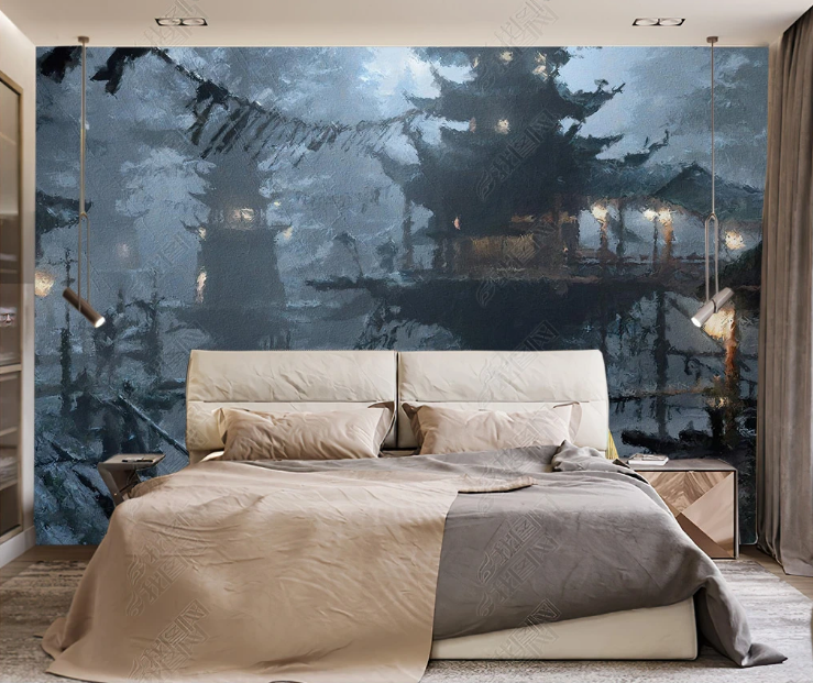3D Oil painting Architecture Tree Wall Mural Wallpaper YXL 637- Jess Art Decoration