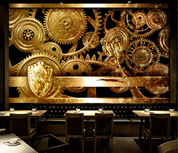 3D Lndustrial Gear Round Yellow Wall Mural Wallpaper YXL 643- Jess Art Decoration