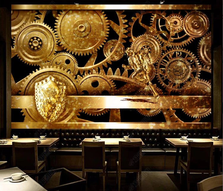 3D Lndustrial Gear Round Yellow Wall Mural Wallpaper YXL 643- Jess Art Decoration