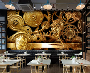 3D Lndustrial Gear Round Yellow Wall Mural Wallpaper YXL 643- Jess Art Decoration