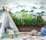 3D Selva Greenery Cactus Mountain Fog Wall Mural Wallpaper YXL 647- Jess Art Decoration