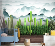 3D Selva Greenery Cactus Mountain Fog Wall Mural Wallpaper YXL 647- Jess Art Decoration