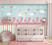 3D Cartoon Balloon Moon Cloud Love Wall Mural Wallpaper YXL 655- Jess Art Decoration