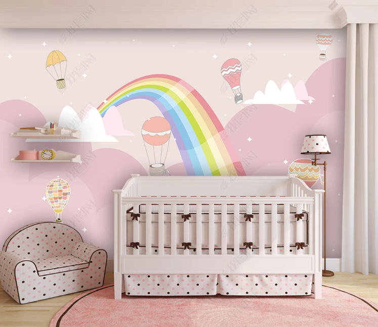 3D Cartoon Rainbow Hydrogen Balloon Cloud Wall Mural Wallpaper YXL 659- Jess Art Decoration