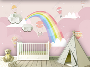 3D Cartoon Rainbow Hydrogen Balloon Cloud Wall Mural Wallpaper YXL 659- Jess Art Decoration