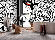 3D Floral Rose Person Leaf Black White Wall Mural Wallpaper YXL 668- Jess Art Decoration
