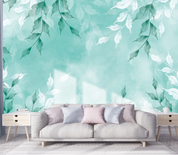 3D Leaf Pale Green Wall Mural Wallpaper YXL 694- Jess Art Decoration
