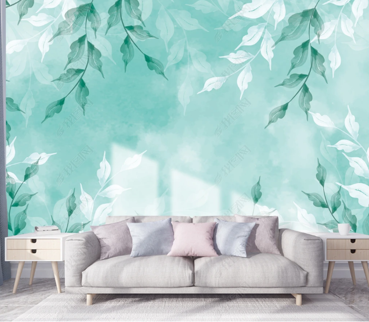 3D Leaf Pale Green Wall Mural Wallpaper YXL 694- Jess Art Decoration