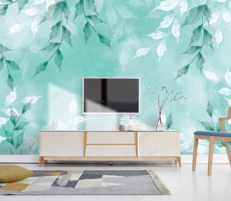 3D Leaf Pale Green Wall Mural Wallpaper YXL 694- Jess Art Decoration