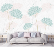 3D Freehand Sketching Dandelion Blue Wall Mural Wallpaper YXL 697- Jess Art Decoration