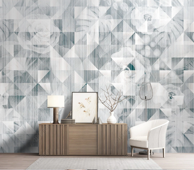 3D Geometric Triangle Rhombus Gray Wall Mural Wallpaper YXL 718- Jess Art Decoration