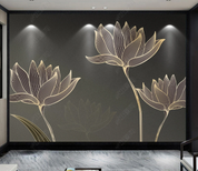 3D Floral Line Relief Lotus Wall Mural Wallpaper YXL 727- Jess Art Decoration