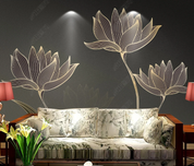 3D Floral Line Relief Lotus Wall Mural Wallpaper YXL 727- Jess Art Decoration