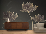 3D Floral Line Relief Lotus Wall Mural Wallpaper YXL 727- Jess Art Decoration
