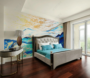 3D Abstract Mountain Blue Wave Wall Mural Wallpaper YXL 736- Jess Art Decoration