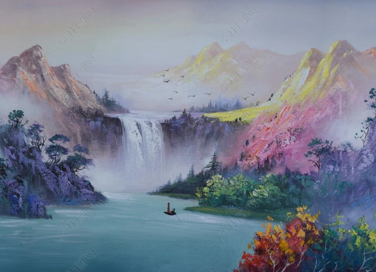 3D Oil painting Mountain Tree Floral River Wall Mural Wallpaper YXL 738- Jess Art Decoration