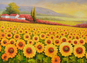 3D Oil painting Sunflower House Tree Yellow Wall Mural Wallpaper YXL 741- Jess Art Decoration