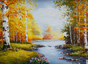 3D Scenery Forest River Yellow Trunk Wall Mural Wallpaper YXL 747- Jess Art Decoration