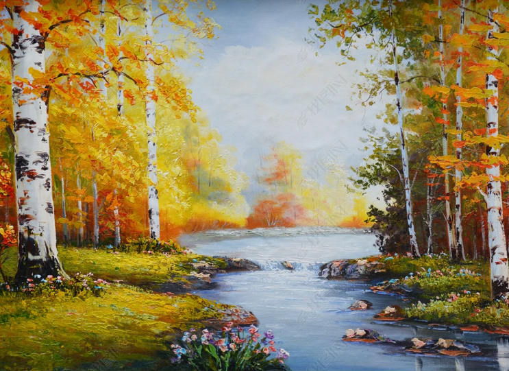 3D Scenery Forest River Yellow Trunk Wall Mural Wallpaper YXL 747- Jess Art Decoration