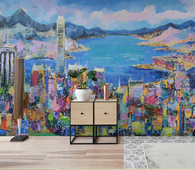 3D Scenic Area Architecture  Ocean Blue Wall Mural Wallpaper YXL 748- Jess Art Decoration