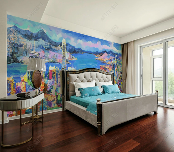 3D Scenic Area Architecture  Ocean Blue Wall Mural Wallpaper YXL 748- Jess Art Decoration