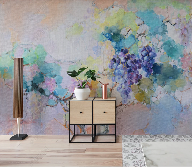 3D Oil painting Grape Leaf Violet Wall Mural Wallpaper YXL 751- Jess Art Decoration