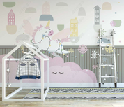 3D Cartoon House Unicorn Wall Mural Wallpaper YXL 765- Jess Art Decoration