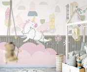 3D Cartoon House Unicorn Wall Mural Wallpaper YXL 765- Jess Art Decoration
