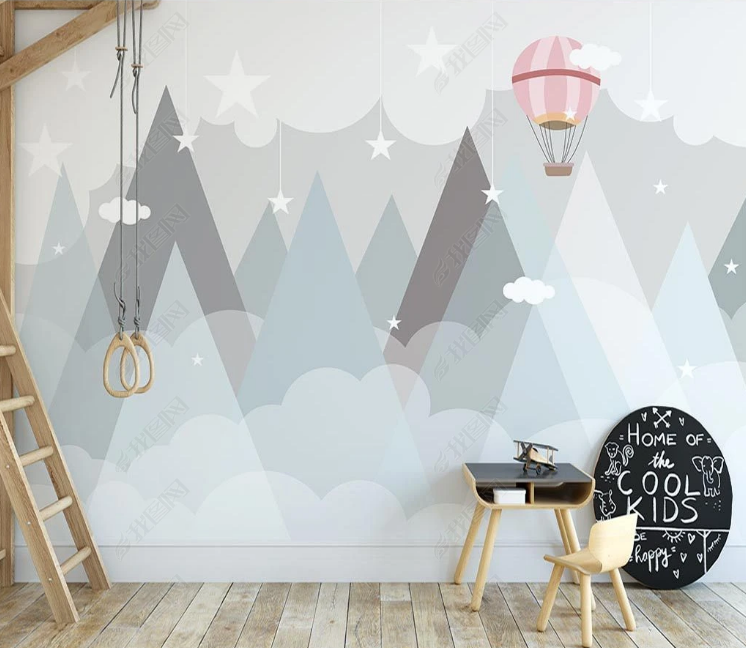 3D Cartoon Bear Mountain Cloud Star Wall Mural Wallpaper YXL 769- Jess Art Decoration