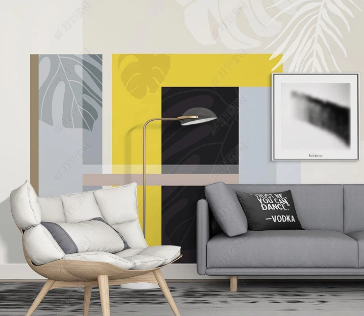 3D Geometric Square Leaf Rectangle Wall Mural Wallpaper YXL 770- Jess Art Decoration