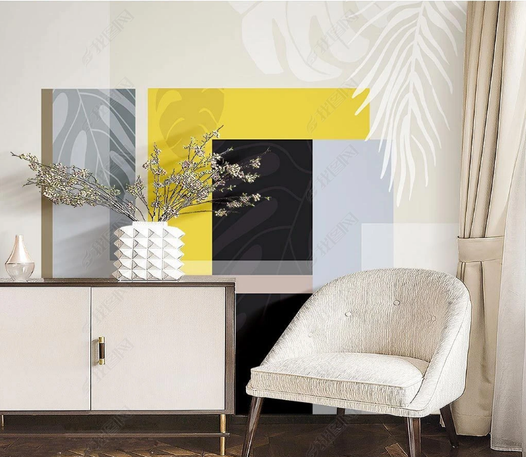3D Geometric Square Leaf Rectangle Wall Mural Wallpaper YXL 770- Jess Art Decoration