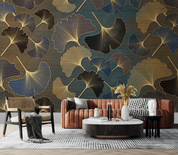 3D Leaf Ginkgo Leaf Line Relief Wall Mural Wallpaper YXL 777- Jess Art Decoration
